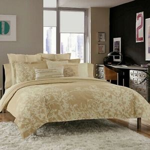 2pc Kenneth Cole Home Radiant Queen Duvet Cover & Decorative Beaded Throw Pillow